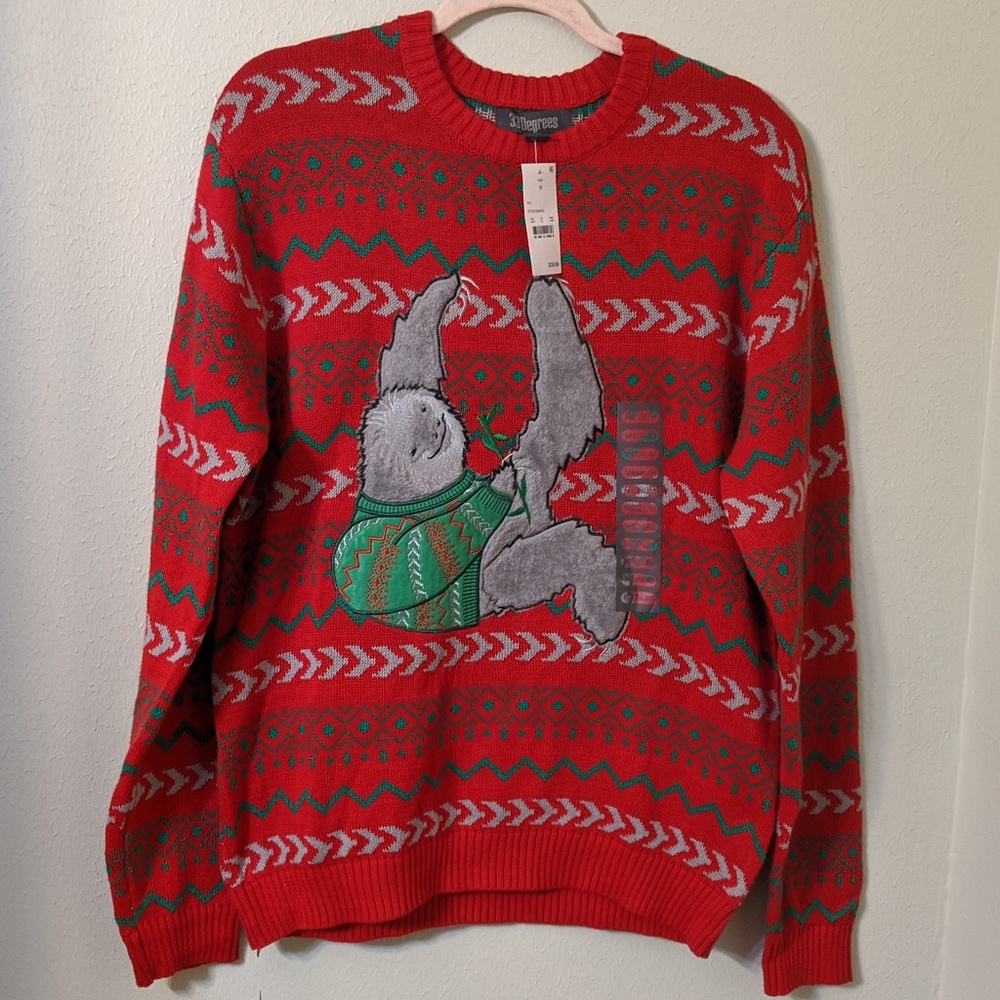 NWT ugly Christmas sweater with sloth